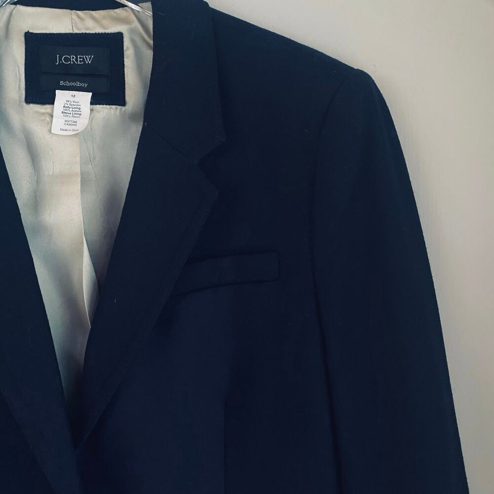 J. Crew Schoolboy Wool Blazer Jacket Navy Blue Size 12 Academia Preppy Classic - Picture 4 of 7